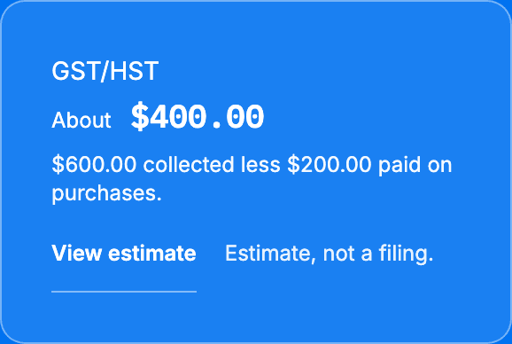 An example GST/HST estimate of $400.00.