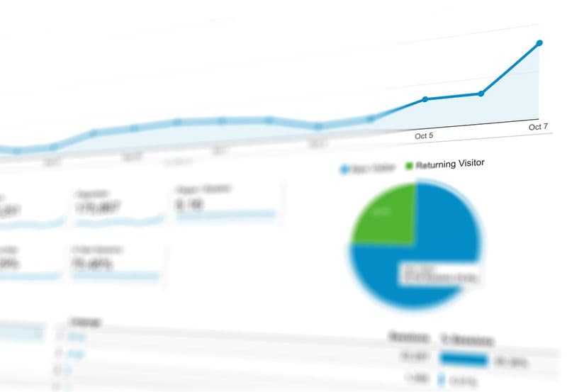 Analytics charts showing an upward trend